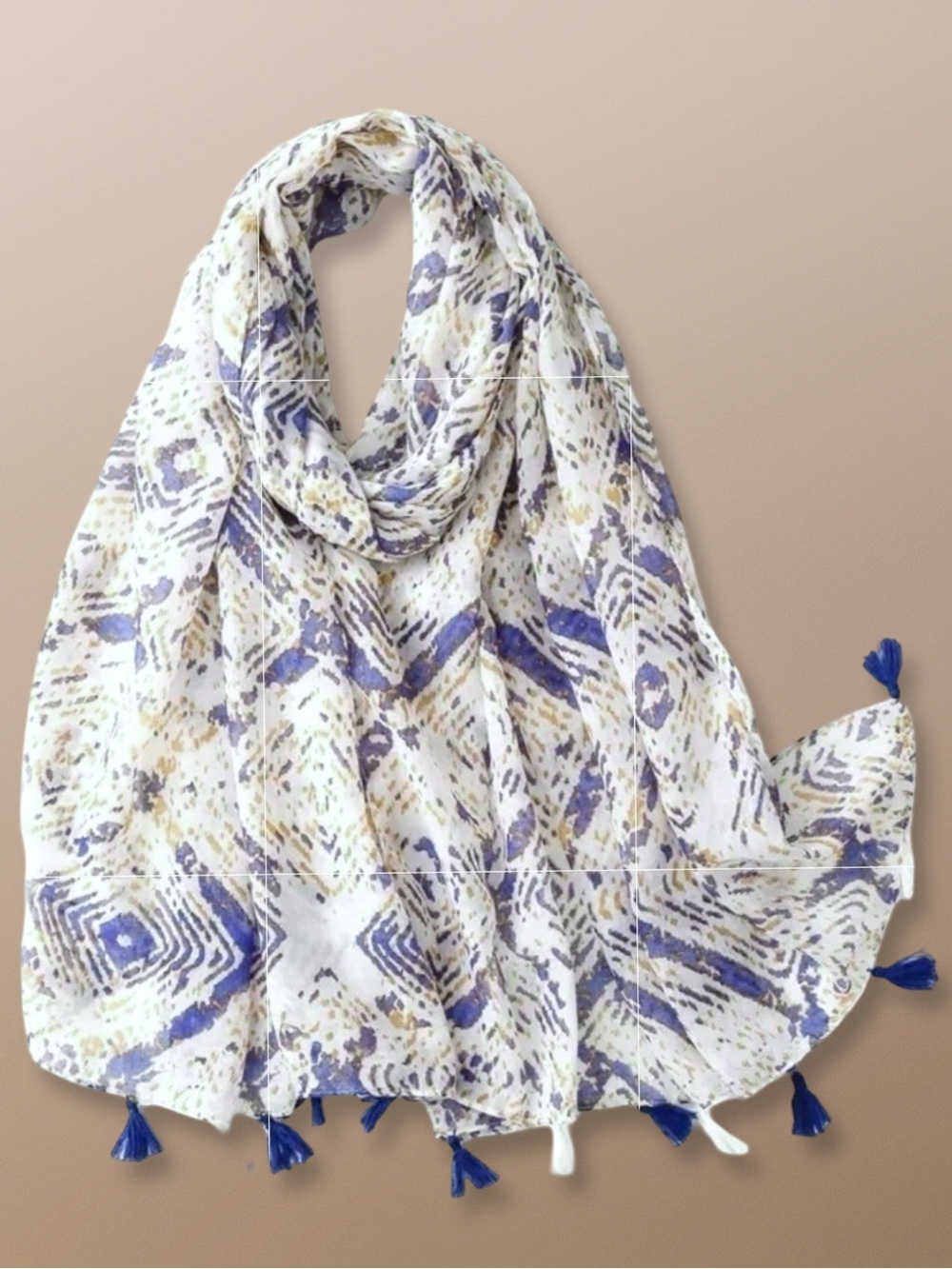 Luxury Tassel Abstract Print Scarf Shawl